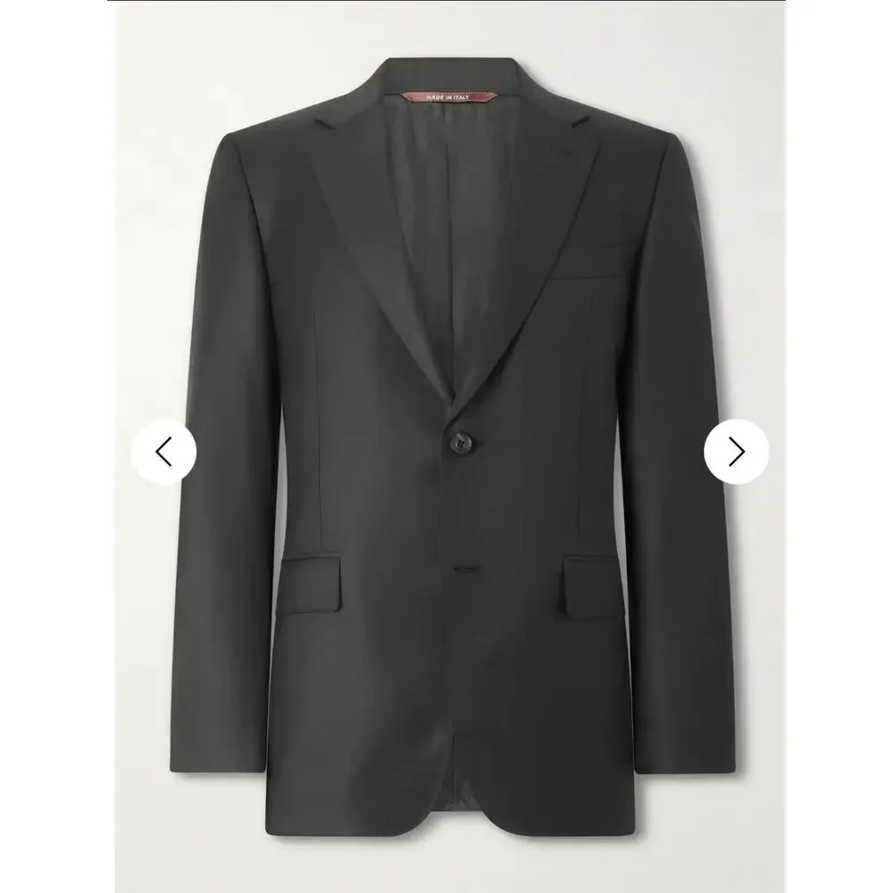 Canali Made In Italy 100% Wool Black Double Breasted Notch Lapel Suit Jacket L